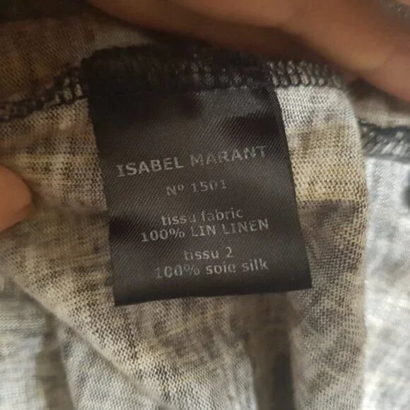 Isabel Marant 100% Linen Black Yellow Pattern Silk Trim Long Sleeve Top - XS/S - Picture 4 of 7